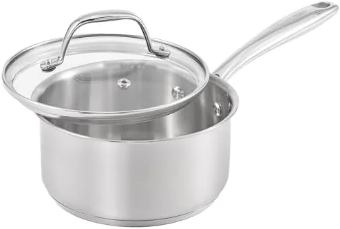 guy fieris flavortown 32 quart stainless steel sauce pan with tempered glass lid kitchen cookware with tri ply base oven safe to 500f dishwasher friendly works with gas induction cooktops