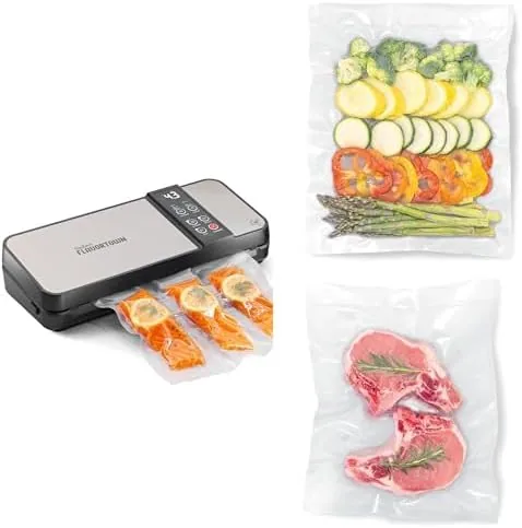 guy fieris flavortown compact vacuum sealer starter kit includes vacuum sealing machine 2 11 rolls 24 gallon size bags